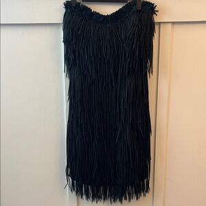 Brioni vintage - Black Fringe Strapless Dress